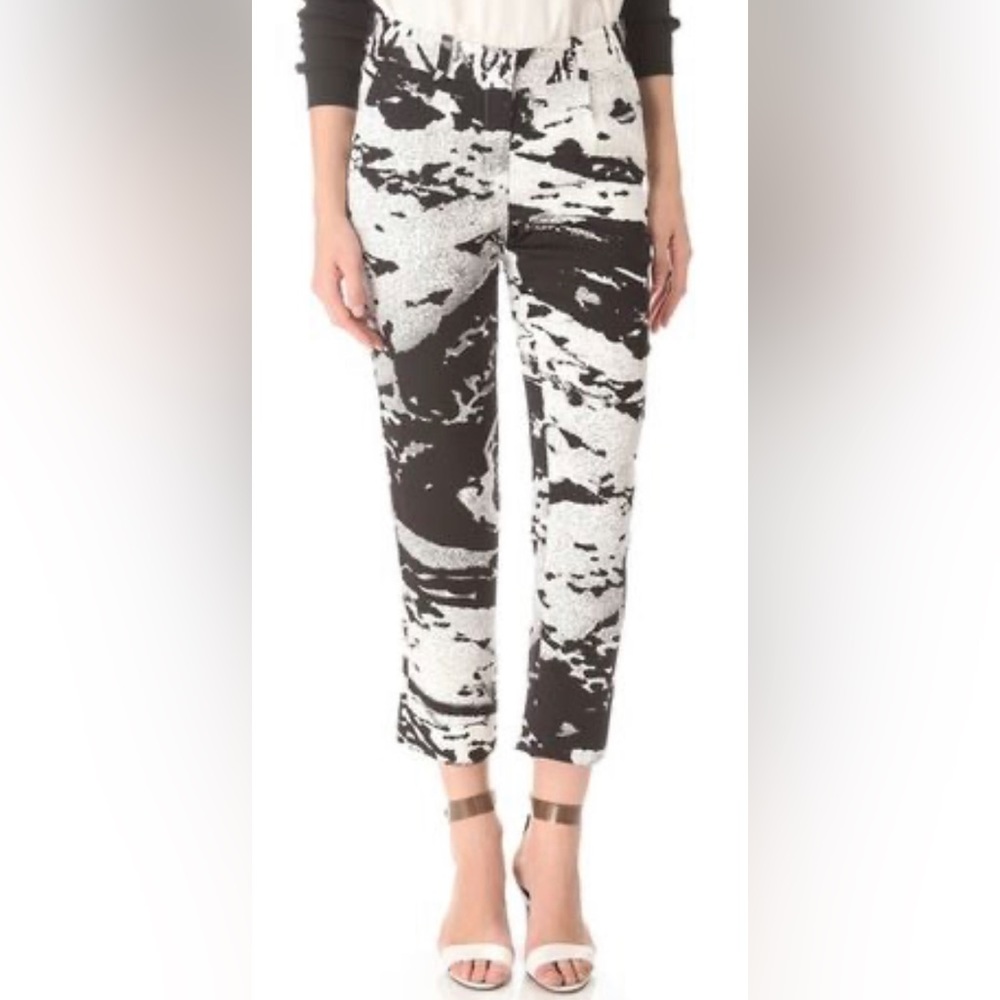 Diane Von Furstenberg Naples Ankle Landscape Silk Blend Lined Pant, sz 2